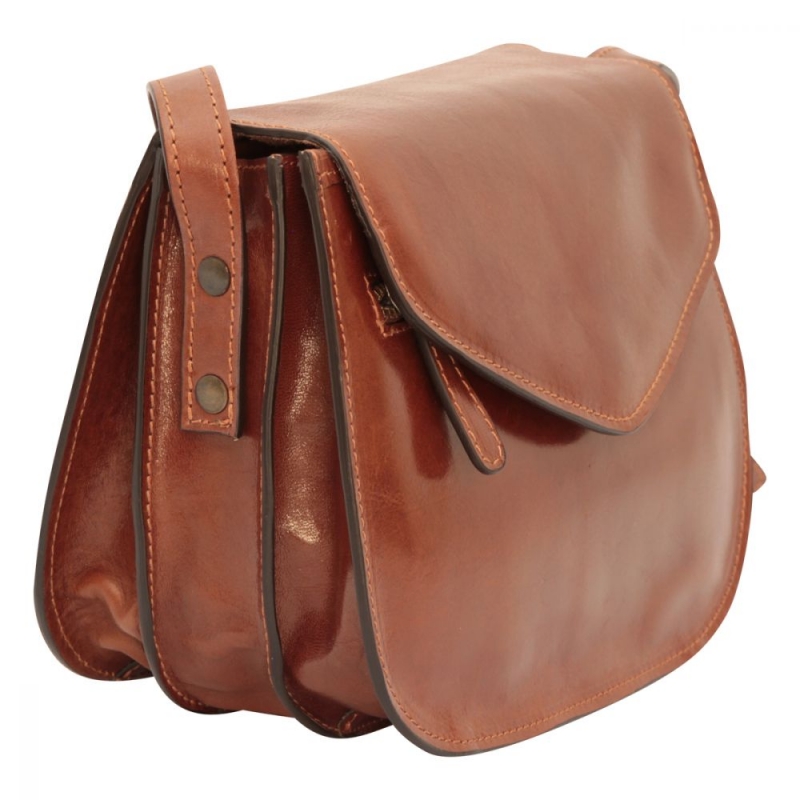 Old Angler Schultertasche Leder Braun Seitenansicht Old Angler Schultertasche Leder Braun Seitenansicht